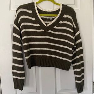 green and white cropped AE sweater
